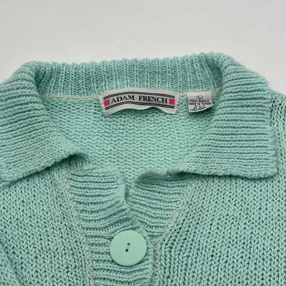 Adam French Mint Green Knit Polo Collar Sweater Top Women's Size Large Acrylic - Picture 5 of 12